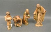 Four Anri Wooden Nativity Scene Figurines