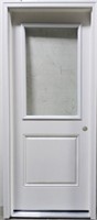 32" Wide Woodgrain Fiberglass Single Door, Primed