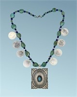Massive Navajo Sterling Silver Turquoise Necklace