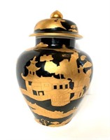 Porcelain Asian Black & Gold Ginger Jar