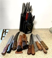 Assorted Kitchen Knives and Block