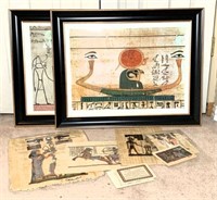 Egyptian God Prints on Papyrus