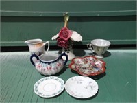 TEA CUP, SAUCERS, VASE MARKED ITALY
