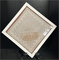 Framed Souvenir World’s Fair Chicago Handkerchief.