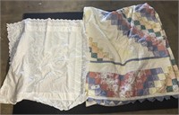 Handmade Quilt Shower Curtain, Table Cover.