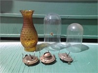 OIL LAMP PARTS, CHIMNEY, GLASS GLOBES