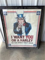 Framed Harley Davidson poster