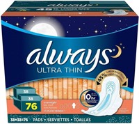 76-COUNT ALWAYS ULTRA THIN PADS W/ WINGS
