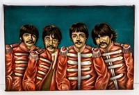Art Original Painting Black Velvet The Beatles