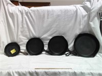 4 CAST IRON PANS