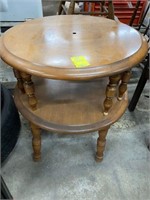 oak table and round table