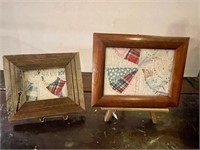 Antique Quilt Pieces Framed