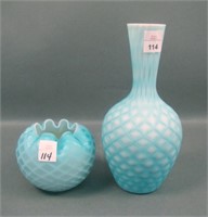 Victorian MOP Rose Bowl & Cut Velvet Bottle Vase