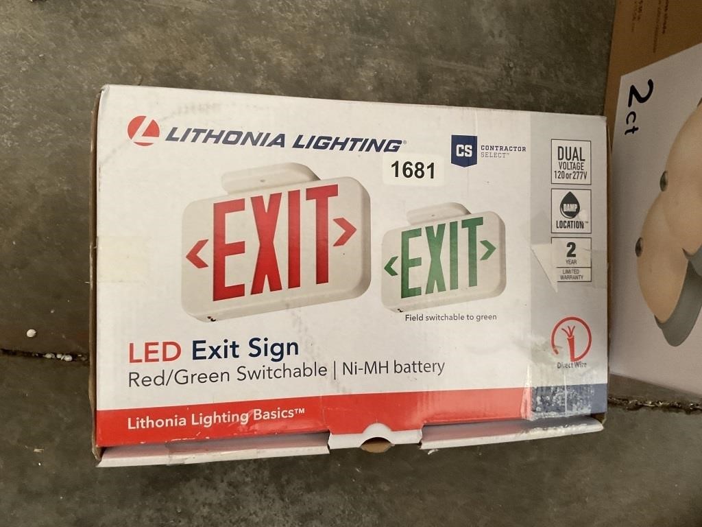 LITHONIA LIGHTING LED EXIT SIGN - GREEN AND RED