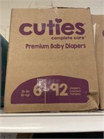 Cuties baby diapers  size 6 92 ct