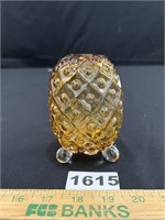 Fenton Glass Footed Hobnail Amber Pineapple