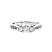 1/2 Carat Diamond Trilogy Engagement Ring 14k WG