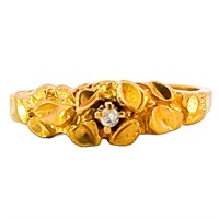 Diamond Solitaire Nugget Band Ring 14k Gold