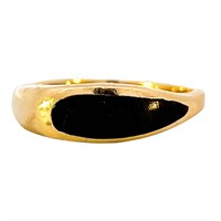 Custom Petrified Wood Inlay Band Ring 14k Gold