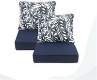 Outdoor Blue Leaf Cushions