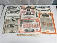 Vintage Railroad Stock Certificate Lot