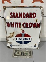 Standard White Crown Gasoline Porcelain gas pump