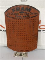 Vintage Fram Oil Filter advertising peg board