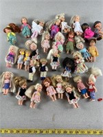 Miniature dolls, majority marked Mattel
