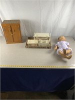 Doll furniture and Stocknet Ooak vintage doll