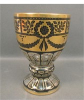 Bohemian Gold & Black Art Glass Windows Chalice