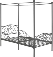 DHP Metal Canopy Kids Platform Bed with Four Post