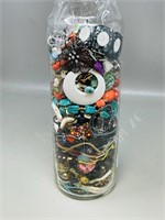 glass vase full costume jewelry