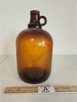 Vintage One Gallon Brown Glass Bottle with Handle