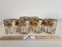 Mid-century signed Cera Rocks Glasses With Gold