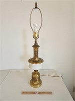 Vintage Milk Glass and Brass Lamp