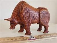 Hand Carved Wooden Bull