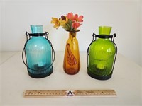 Amber Vase And Two Candle Holding Hanging