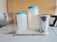 Two Food Safe Containers With Lids,  A Glass