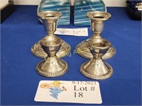 TWO PAIR WEIGHTED STERLING SILVER CANDLESTICKS