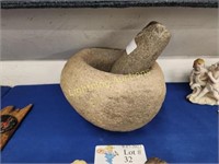 ANTIQUE STONE MORTAR AND PESTLE