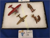 LEAD BARCLAY PILOT AND PARACHUTE CHILD'S TOYS