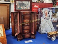 TABLE TOP JEWELRY ARMOIRE WITH CONTENTS