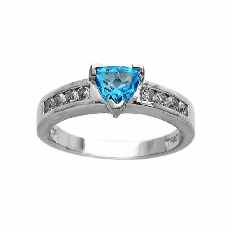 Sterling Silver Trillion Swiss Blue Topaz