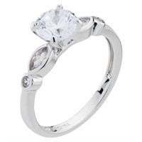 White Gold Plate Diamond Engagement Ring SZ 8