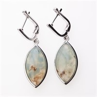 Marquise Aquaprase Silver Latchback Earrings