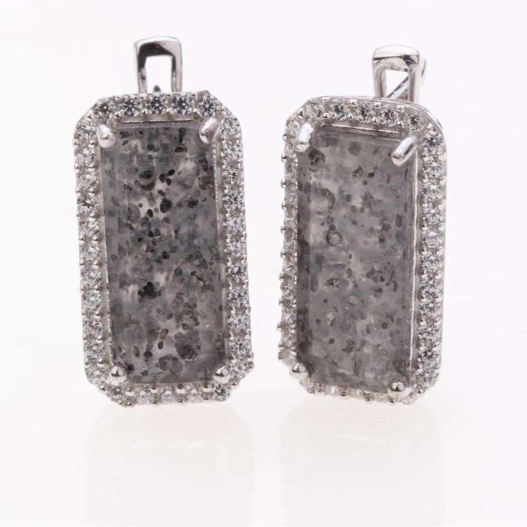 Contemporary Celestial Qtz Zircon Silver Earrings