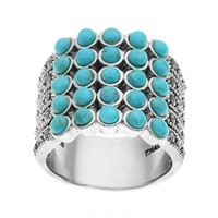 Sterling Silver Turquoise & Marcasite Ring_SZ 5