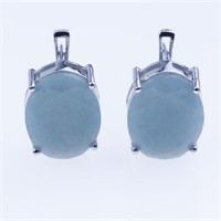 Oval Praiba Quartz Sterling Silver Earrings