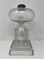 Unusual Double Pedestal Oil Lamp, 11"H