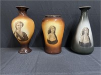 3 Warwick Ioga Portrait Vases, 2-12"H 1-10"H